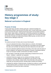 History programmes of study: key stage 3 National curriculum in England