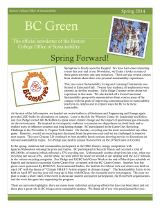 BC Green Spring Forward! Spring 2014 The official newsletter of the Boston