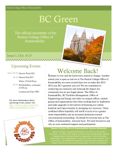 BC Green Welcome Back! Upcoming Events The official newsletter of the