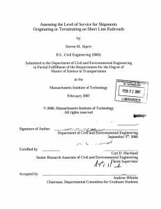 Assessing  the  Level  of Service  for ... Originating or Terminating  on Short Line  Railroads