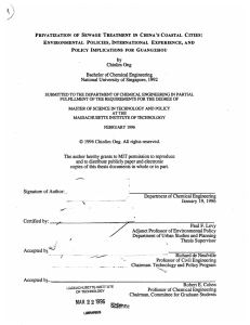 PRIVATIZATION  OF  SEWAGE  TREATMENT  IN ... ENVIRONMENTAL  POLICIES, INTERNATIONAL  EXPERIENCE,  AND