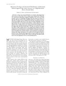 Movement Ecology and Seasonal Distribution of Mountain Rana muscosa, Sierra Nevada Basin K