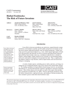 Biofuel Feedstocks: The Risk of Future Invasions CAST Commentary