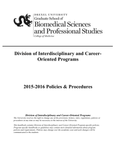 Division of Interdisciplinary and Career- Oriented Programs 2015-2016 Policies &amp; Procedures