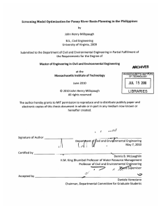 Screening  Model  Optimization for Panay River Basin Planning... by John  Henry Millspaugh B.S.,  Civil  Engineering