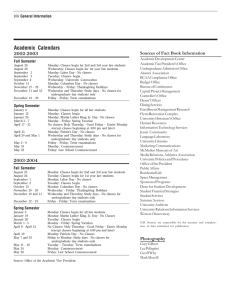 Academic Calendars Sources of Fact Book Information 2002-2003 106