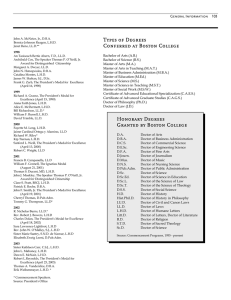 Types of Degrees Conferred at Boston College