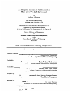 An Integrated Approach to Maintenance  in a Anthony J. Kramer