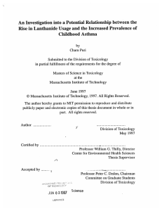 An  Investigation  into a Potential Relationship  between ... Rise  in Lanthanide Usage  and the Increased  Prevalence...