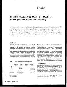 - The IBM System/360 Model 91: Machine Philosophy and Instruction