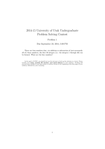 2014-15 University of Utah Undergraduate Problem Solving Contest Problem 1