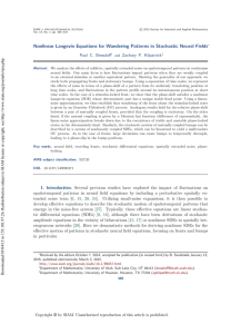 Nonlinear Langevin Equations for Wandering Patterns in Stochastic Neural Fields