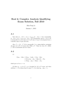 Real &amp; Complex Analysis Qualifying Exam Solution, Fall 2010 A-1 Shiu-Tang Li