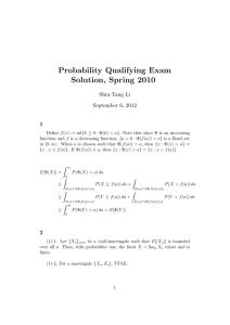 Probability Qualifying Exam Solution, Spring 2010 Shiu-Tang Li September 6, 2012