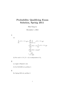 Probability Qualifying Exam Solution, Spring 2011 Shiu-Tang Li December 1, 2012