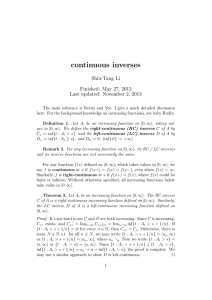 continuous inverses Shiu-Tang Li Finished: May 27, 2013 Last updated: November 2, 2013