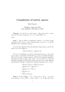 Completion of metric spaces Shiu-Tang Li Finished: April 10, 2013