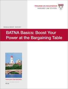 BATNA Basics: Boost Your Power at the Bargaining Table www.pon.harvard.edu