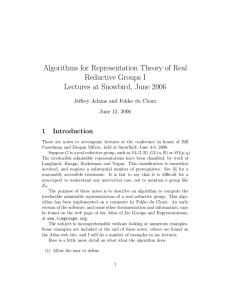Algorithms for Representation Theory of Real Reductive Groups I 1