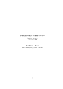 INTRODUCTION TO ENDOSCOPY Snowbird Lectures Utah, June 2006 Jean-Pierre Labesse
