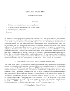 RESEARCH STATEMENT Contents 1. Modular representation theory, and categorification