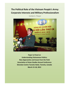 The Political Role of the Vietnam People’s Army:  Corporate Interests and Military Professionalism 