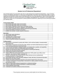Student List of Professional Dispositions*