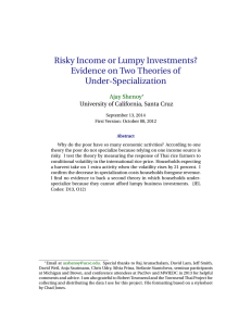 Risky Income or Lumpy Investments? Evidence on Two Theories of Under-Specialization Ajay Shenoy