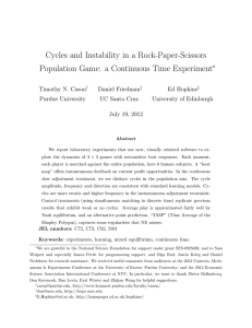Cycles and Instability in a Rock-Paper-Scissors
