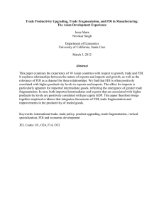 Trade Productivity Upgrading, Trade Fragmentation, and FDI in Manufacturing: