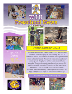 Preschool News W I U Important Friday, April 29