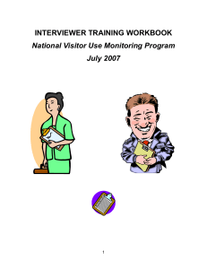 INTERVIEWER TRAINING WORKBOOK  National Visitor Use Monitoring Program July 2007