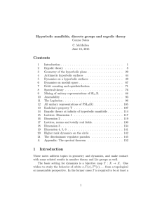 Contents Hyperbolic manifolds, discrete groups and ergodic theory