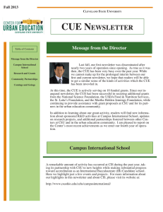CUE N EwslEttEr Message from the Director Fall 2013
