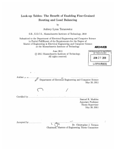 Look-up  Tables:  The  Benefit  of ... Routing  and  Load  Balancing