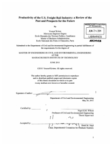 Productivity of the U.S.  Freight Rail Industry: a Review ... Past and Prospects  for the Future JUN 2011