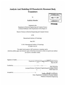 Analysis  And  Modeling  Of Piezoelectric  Resonant ... Transistors L IBRA RIES ARCHNS