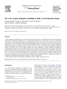 The state of plant population modelling in light of environmental... ARTICLE IN PRESS Florian Jeltsch , Kirk A. Moloney