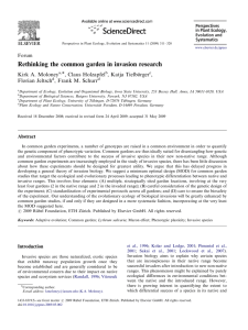 Rethinking the common garden in invasion research ARTICLE IN PRESS