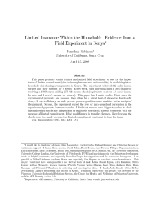 Limited Insurance Within the Household: Evidence from a Jonathan Robinson