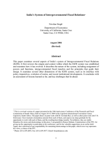 India’s System of Intergovernmental Fiscal Relations  Abstract