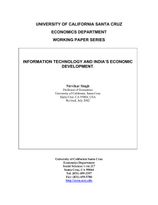 UNIVERSITY OF CALIFORNIA SANTA CRUZ ECONOMICS DEPARTMENT WORKING PAPER SERIES