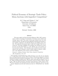 Political Economy of Strategic Trade Policy: Menu-Auctions with Imperfect Competition