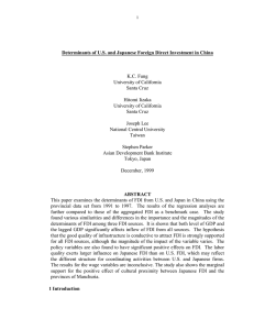 Determinants of U.S. and Japanese Foreign Direct Investment in China