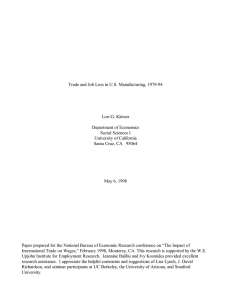 Trade and Job Loss in U.S. Manufacturing, 1979-94 Lori G. Kletzer