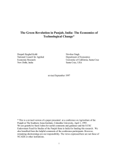 The Green Revolution in Punjab, India: The Economics of Technological Change*