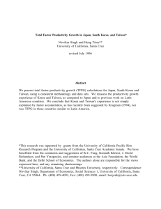 Total Factor Productivity Growth in Japan, South Korea, and Taiwan* Abstract