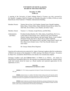 UNIVERSITY OF SOUTH ALABAMA BOARD OF TRUSTEES MEETING December 14, 2006 10:00 a.m.