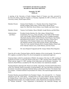 UNIVERSITY OF SOUTH ALABAMA BOARD OF TRUSTEES MEETING September 20, 2007 10:00 a.m.