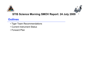 STIS Science Morning SMOV Report: 24 July 2009 Outlines